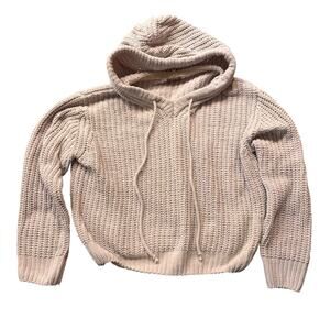 POL Chunky Knit Hoodie Sweater Tan Beige Soft Oversized Fit Women's Large Lounge